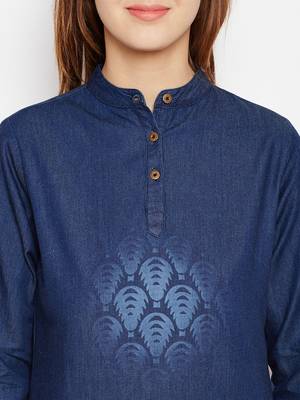 Navy-blue printed denim tunics 5