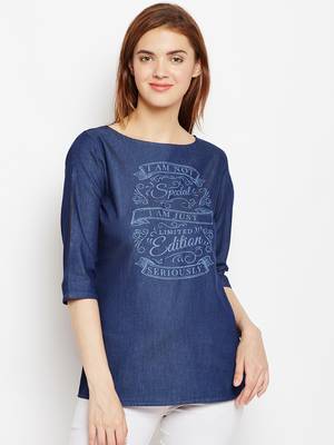 Navy-blue printed denim tunics 1