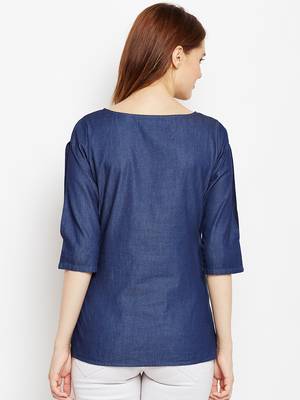 Navy-blue printed denim tunics 2