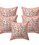 TEXSTYLERS 100% Cotton Jaipuri Hand Block Print Canvas Cushion Cover(Pack of 5)