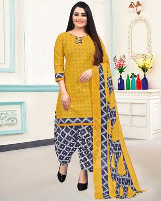 Mustard geometric print blended cotton salwar 1