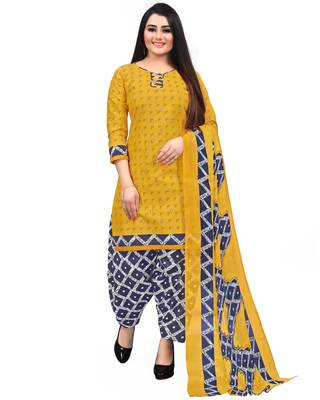 Mustard geometric print blended cotton salwar 2