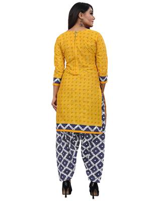 Mustard geometric print blended cotton salwar 3