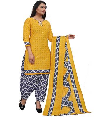 Mustard geometric print blended cotton salwar 5