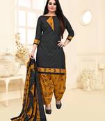 Black geometric print blended cotton salwar