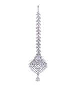 White cubic zirconia maang-tikka