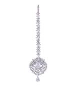 White cubic zirconia maang-tikka