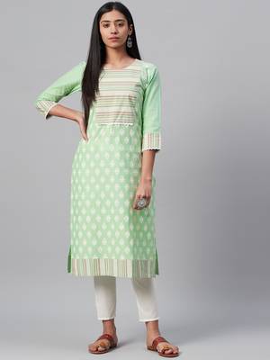 Green printed cotton kurtas-and-kurtis 1