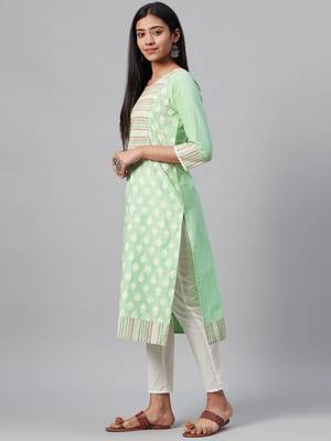 Green printed cotton kurtas-and-kurtis 2