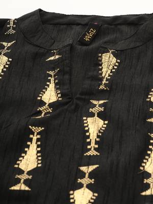 Black printed art silk kurtas-and-kurtis 4