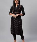 Black printed crepe kurtas-and-kurtis