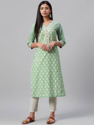 Green printed cotton kurtas-and-kurtis 1