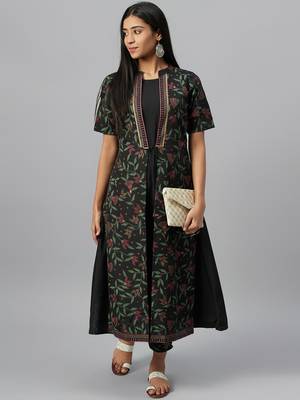 Black printed crepe kurtas-and-kurtis 5