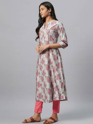 Grey printed rayon kurtas-and-kurtis 2