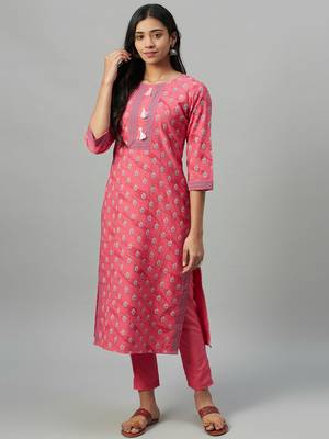 Peach printed rayon kurtas-and-kurtis 1