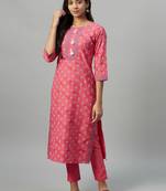 Peach printed rayon kurtas-and-kurtis