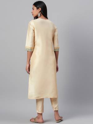 Cream printed art silk kurtas-and-kurtis 3