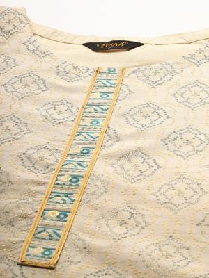 Cream printed art silk kurtas-and-kurtis 5