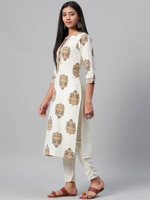 Off-white printed rayon kurtas-and-kurtis 2