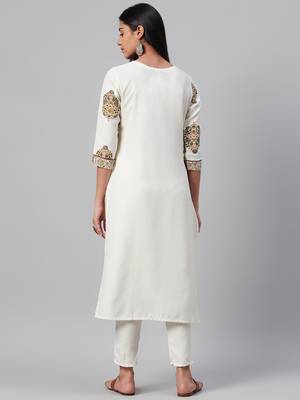 Off-white printed rayon kurtas-and-kurtis 3