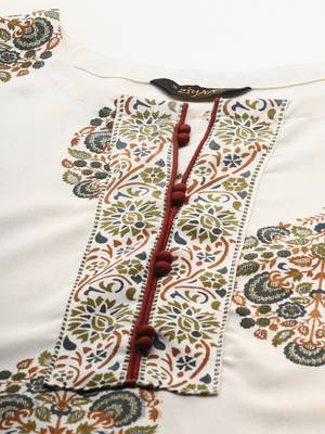 Off-white printed rayon kurtas-and-kurtis 4