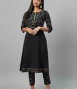 Black printed crepe kurtas-and-kurtis