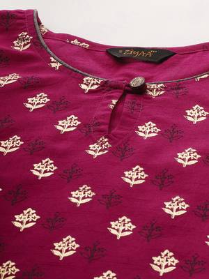 Pink printed art silk kurtas-and-kurtis 4
