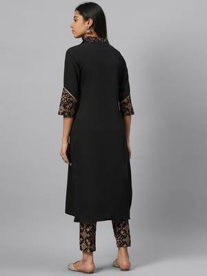 Black printed crepe kurtas-and-kurtis 4