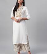 Off-white printed rayon kurtas-and-kurtis