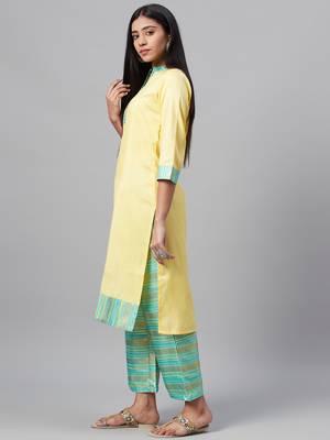 Yellow printed art silk kurtas-and-kurtis 2