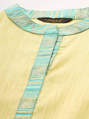 Yellow printed art silk kurtas-and-kurtis 4