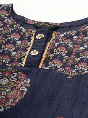 Navy-blue printed art silk kurtas-and-kurtis 4