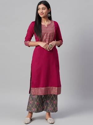 Pink printed art silk kurtas-and-kurtis 1