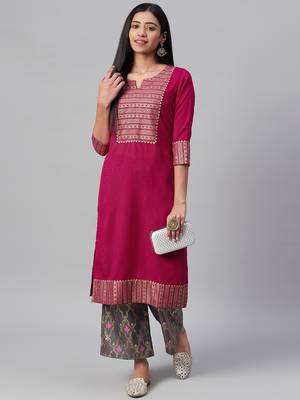Pink printed art silk kurtas-and-kurtis 5