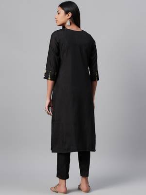 Black printed art silk kurtas-and-kurtis 3