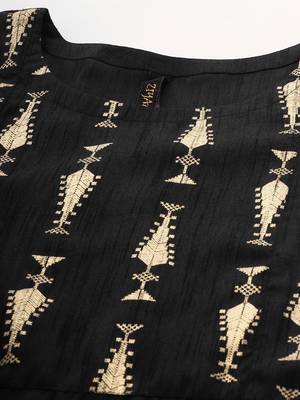 Black printed art silk kurtas-and-kurtis 4