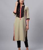 Grey printed crepe kurtas-and-kurtis