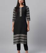 Black printed crepe kurtas-and-kurtis