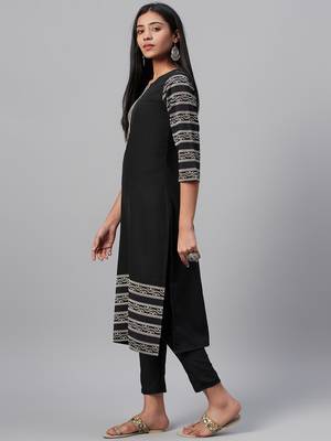 Black printed crepe kurtas-and-kurtis 2