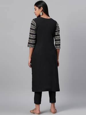Black printed crepe kurtas-and-kurtis 3