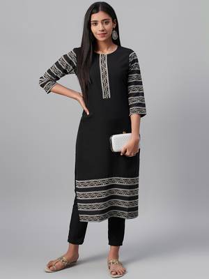 Black printed crepe kurtas-and-kurtis 5