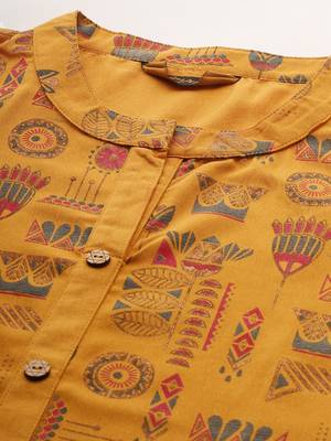 Mustard printed rayon kurtas-and-kurtis 4