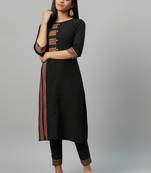 Black printed crepe kurtas-and-kurtis