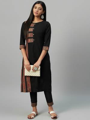 Black printed crepe kurtas-and-kurtis 5