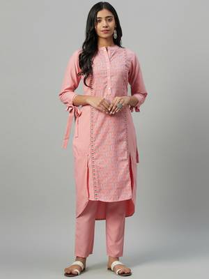 Pink printed rayon kurtas-and-kurtis 1