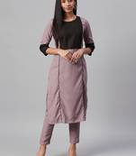 Purple printed crepe kurtas-and-kurtis