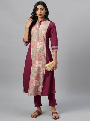 Red printed rayon kurtas-and-kurtis 5