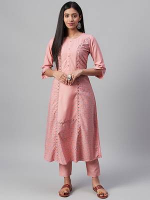 Pink printed rayon kurtas-and-kurtis 1