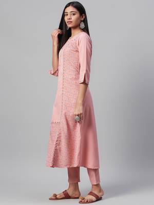 Pink printed rayon kurtas-and-kurtis 2