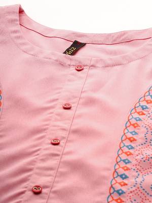 Pink printed rayon kurtas-and-kurtis 4